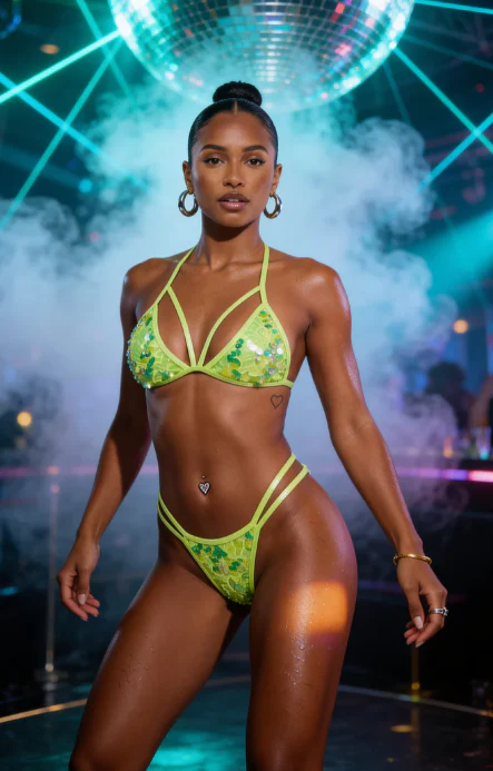 2PC Sequin Strappy Bikini Set - 6778 Lavender - Image 5
