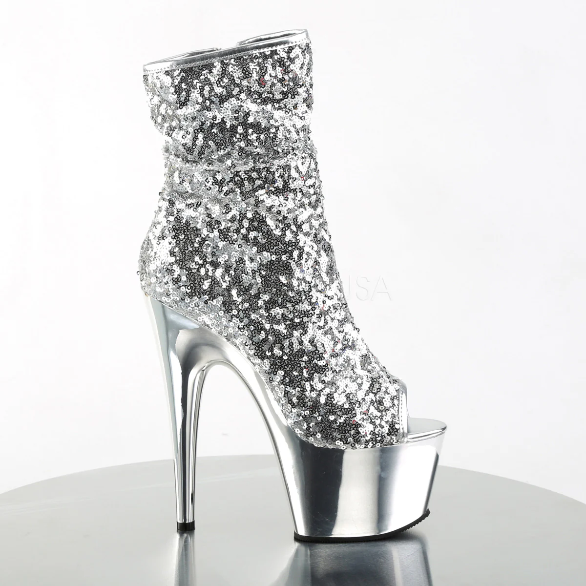 ADORE-1008SQ  Silver Sequins/Silver Chrome - Image 5