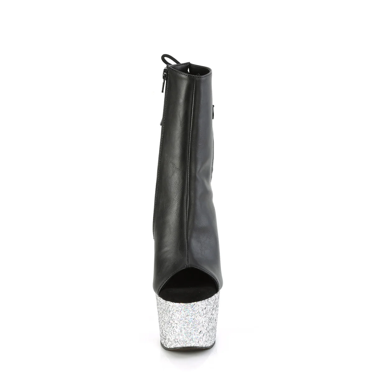 ADORE-1018LG  Black Faux Leather/Silver Multi Glitter - Image 2