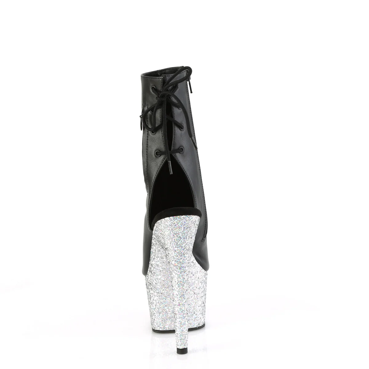ADORE-1018LG  Black Faux Leather/Silver Multi Glitter - Image 4
