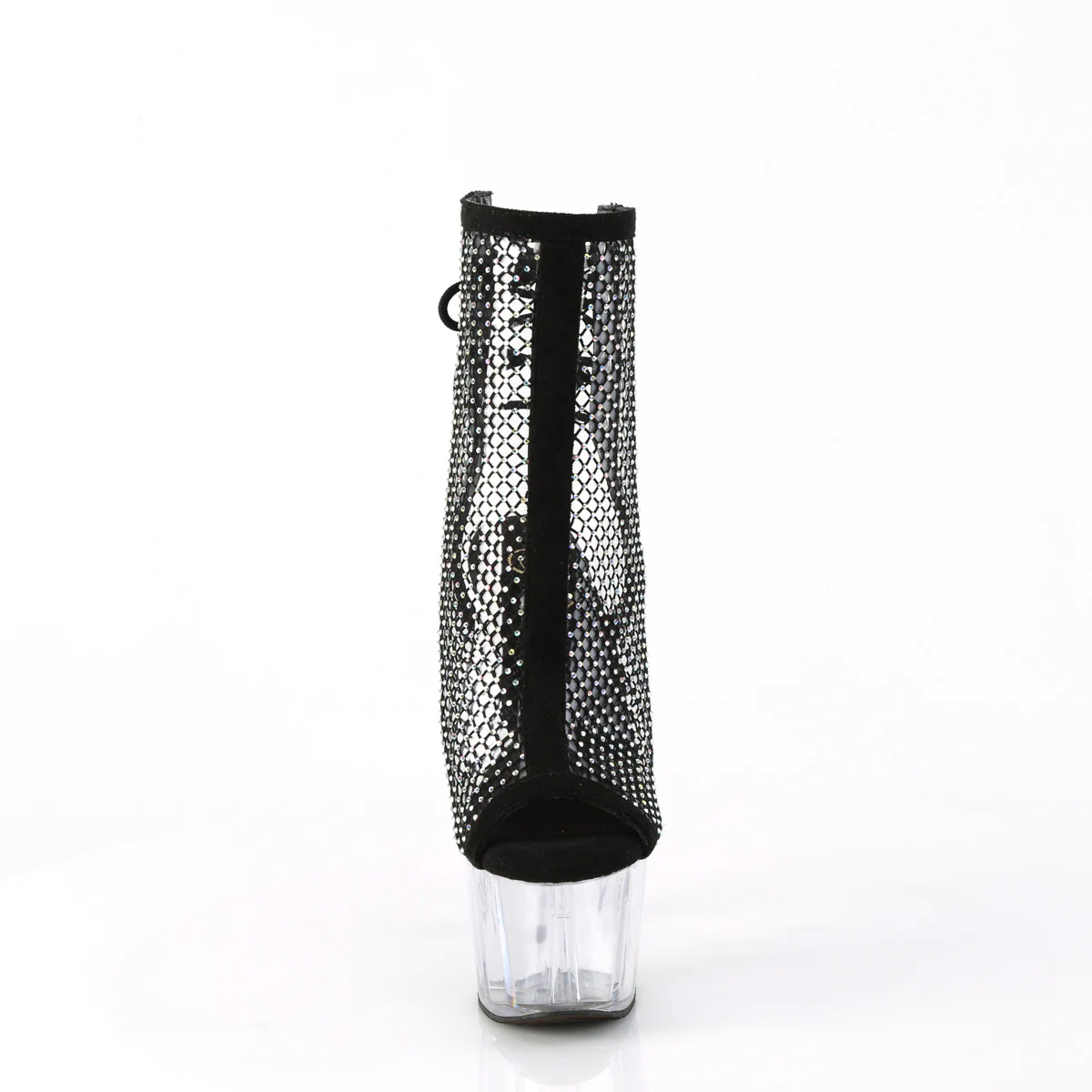 ADORE-1018RM Black Faux Suede-RS Mesh/Clear - Image 2
