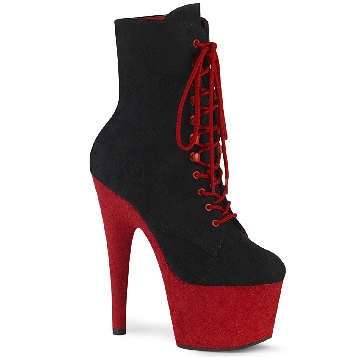 ADORE-1020FSTT Black Faux Suede/Red Faux Suede