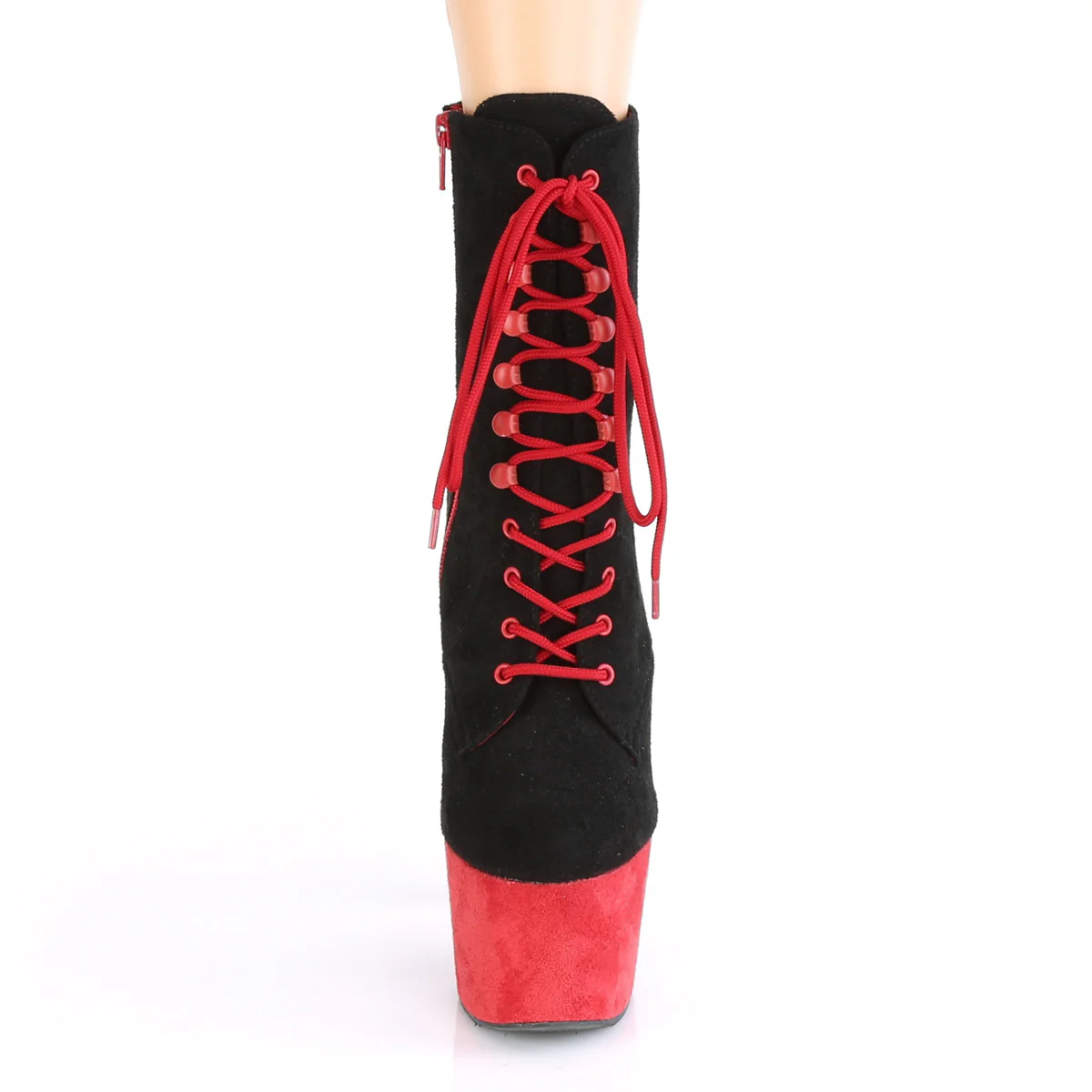 ADORE-1020FSTT Black Faux Suede/Red Faux Suede - Image 2
