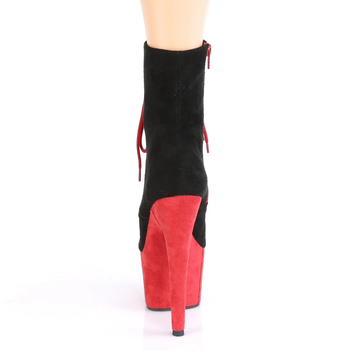 ADORE-1020FSTT Black Faux Suede/Red Faux Suede - Image 4