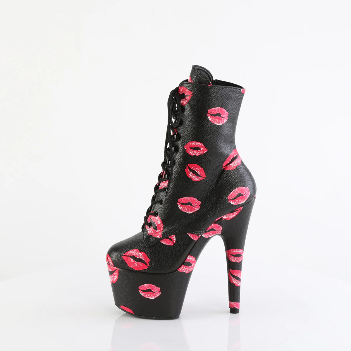 ADORE-1020 KISSES  Black Faux Leather/Black Faux Leather - Image 3
