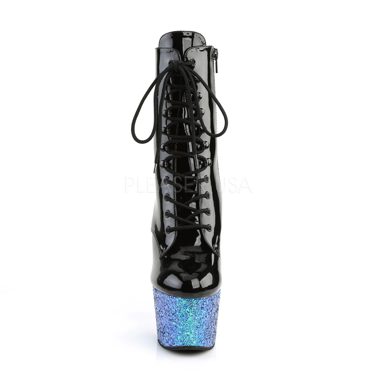 ADORE-1020LG  Black Patent/Blue Multi Glitter - Image 2
