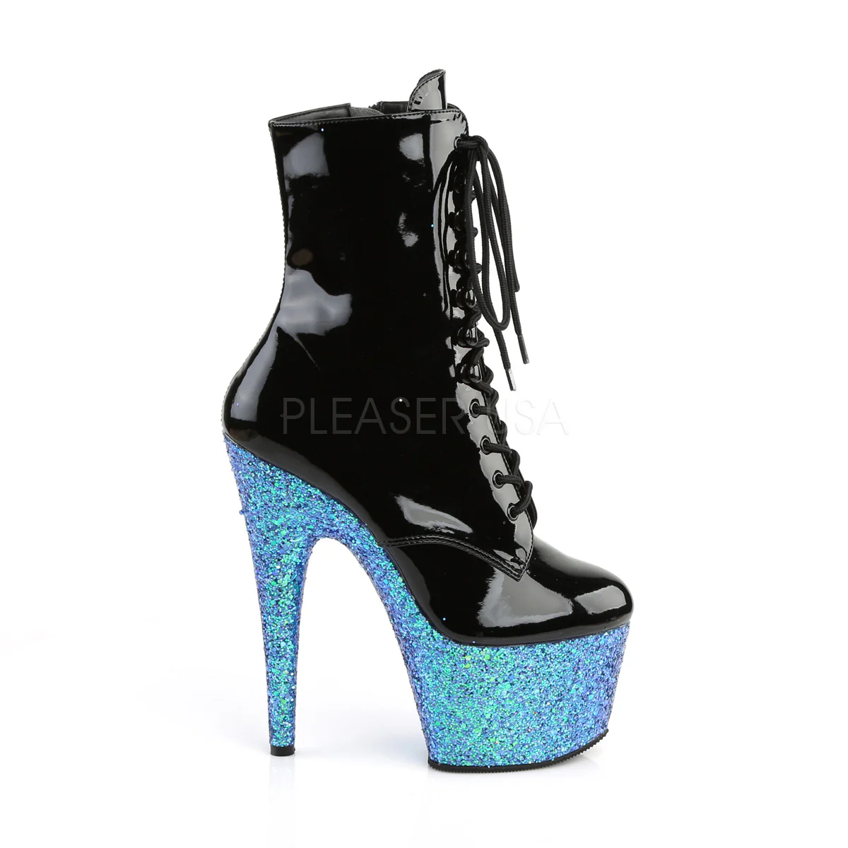 ADORE-1020LG  Black Patent/Blue Multi Glitter - Image 5