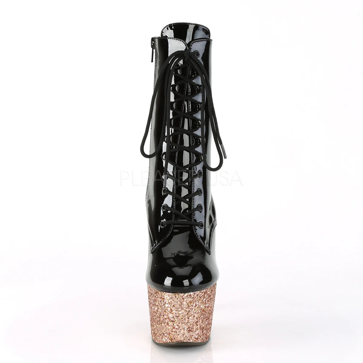 ADORE-1020LG Black Patent/Rose Gold Glitter - Image 2