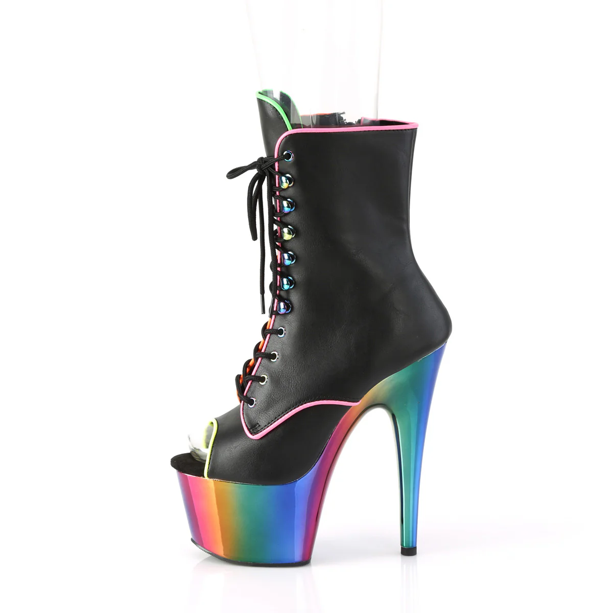 ADORE-1021RC-02  Black Faux Leather/Rainbow Chrome - Image 3