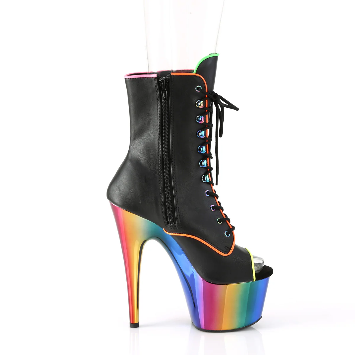 ADORE-1021RC-02  Black Faux Leather/Rainbow Chrome - Image 5