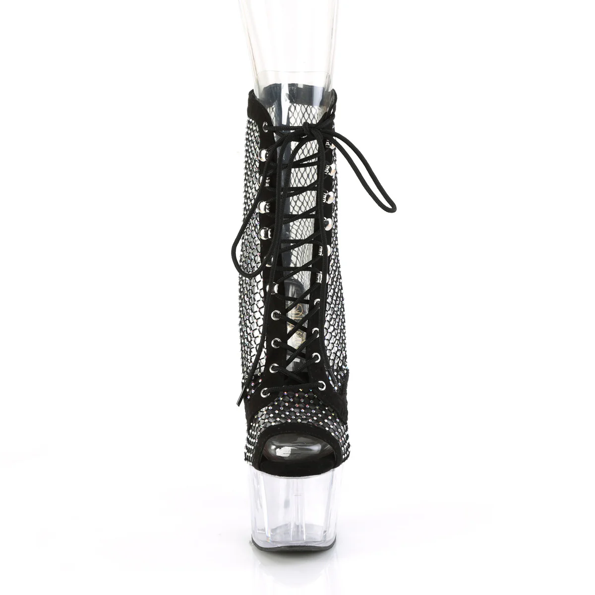 ADORE-1021RM  Black Faux Suede-RS Mesh/Clear - Image 2