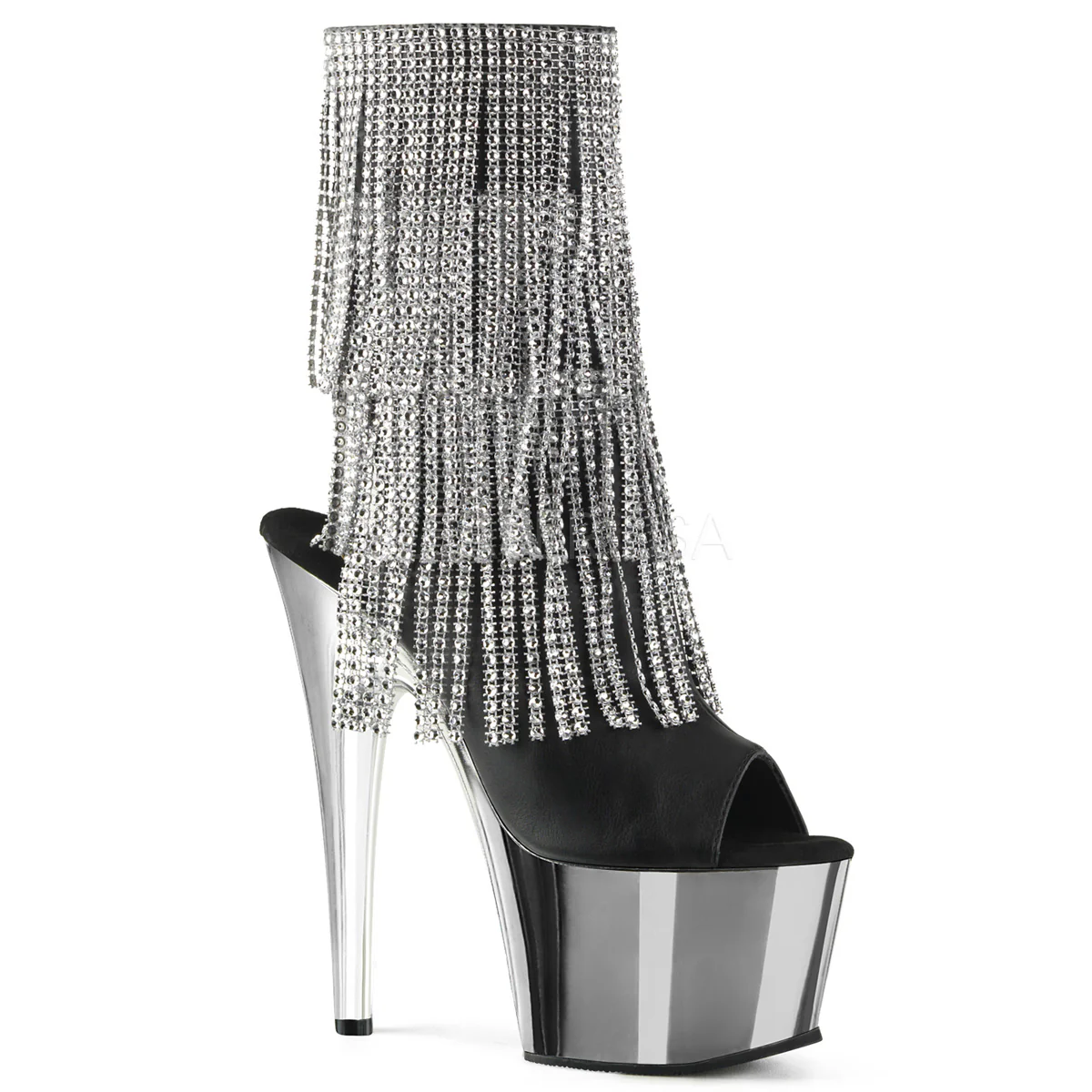 ADORE-1024RSF Black Faux Leather-Silver/Silver Chrome