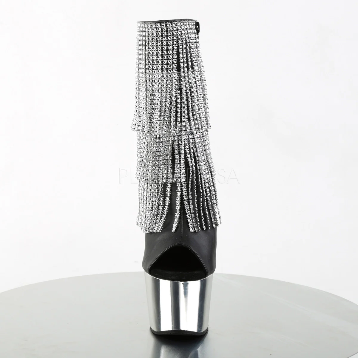 ADORE-1024RSF Black Faux Leather-Silver/Silver Chrome - Image 2
