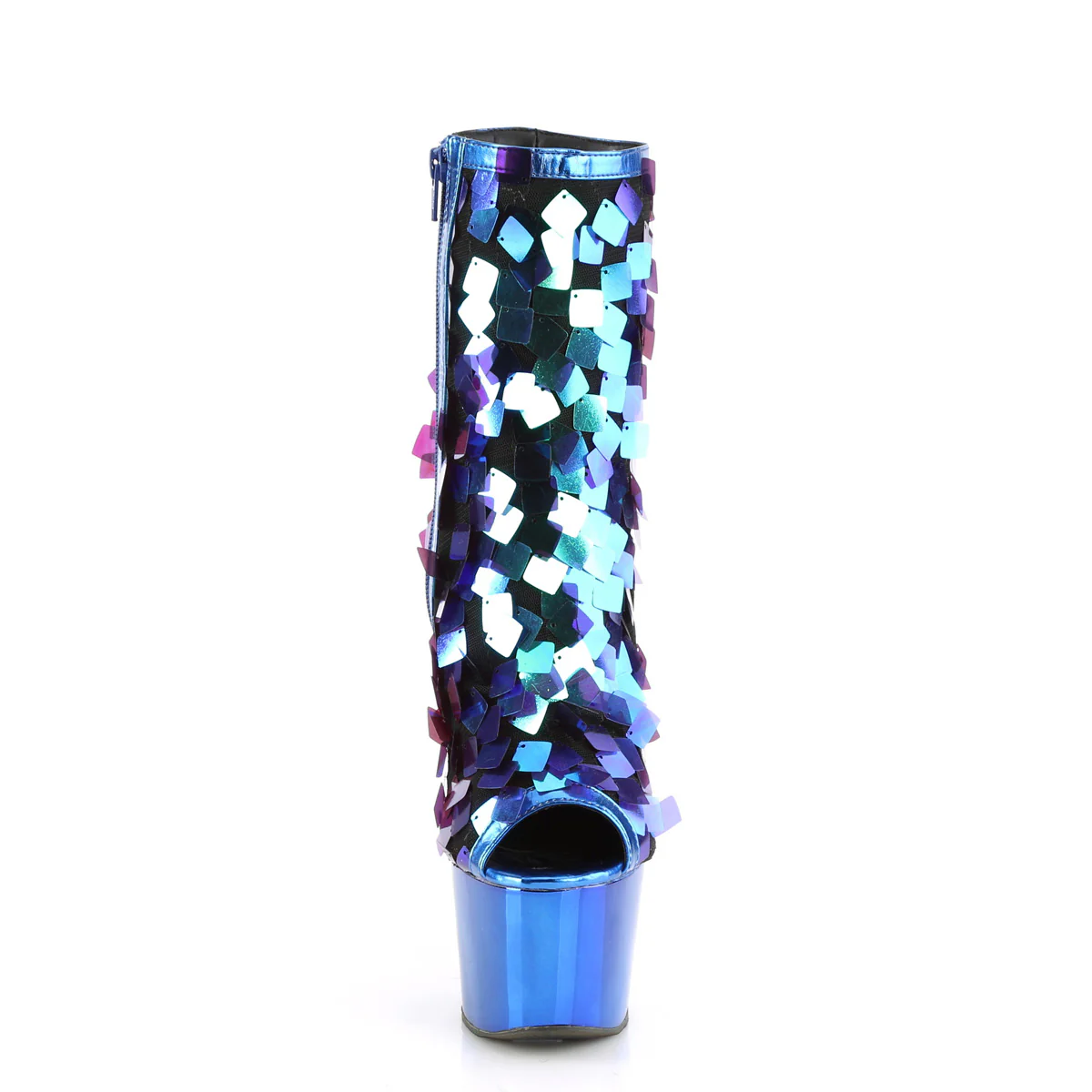 ADORE-1031SSQ  Iridescent Green Sequins-Royal Blue MetPu/Royal Blue Chrome - Image 2