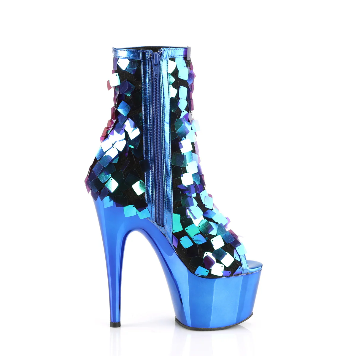 ADORE-1031SSQ  Iridescent Green Sequins-Royal Blue MetPu/Royal Blue Chrome - Image 5