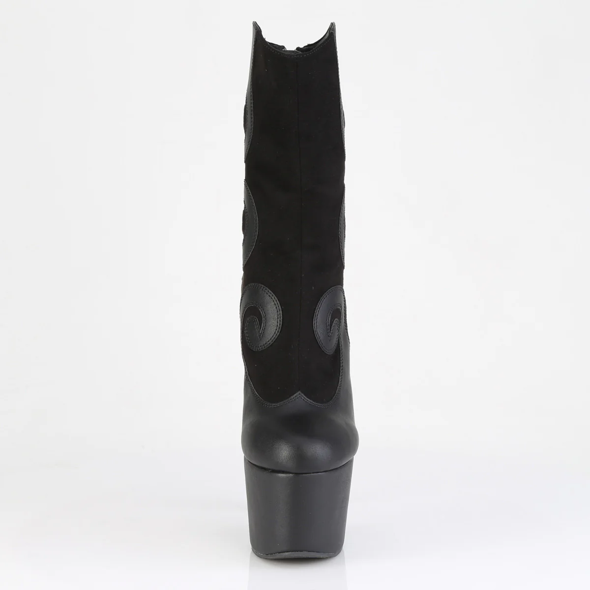 ADORE-1034 Black Faux Suede-Faux Leather/Black Matte - Image 2