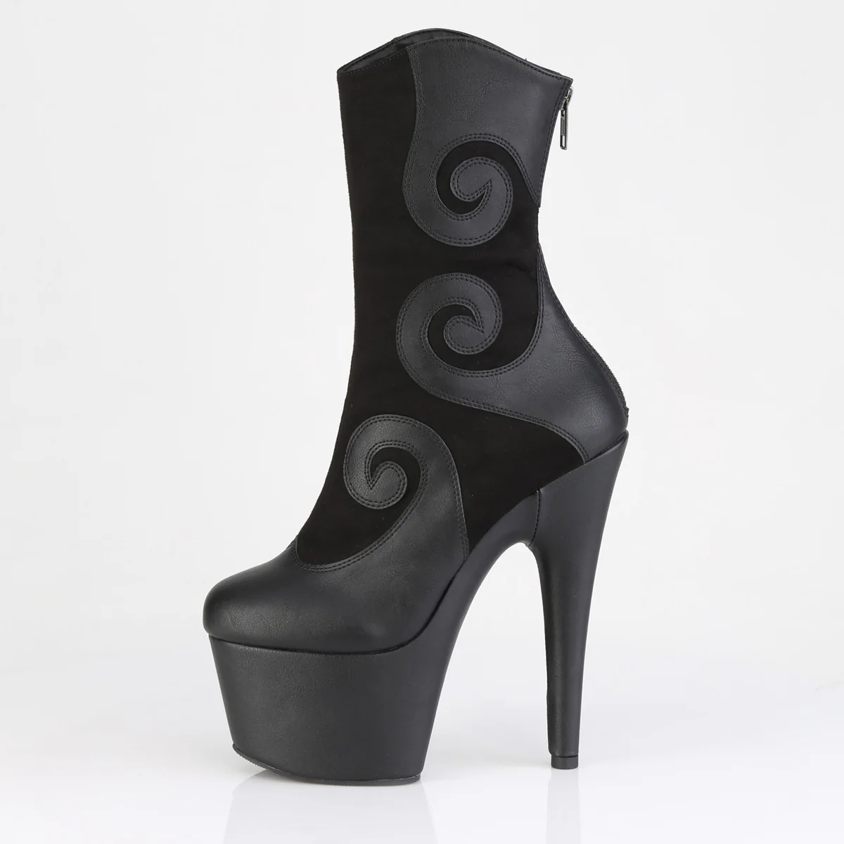 ADORE-1034 Black Faux Suede-Faux Leather/Black Matte - Image 3