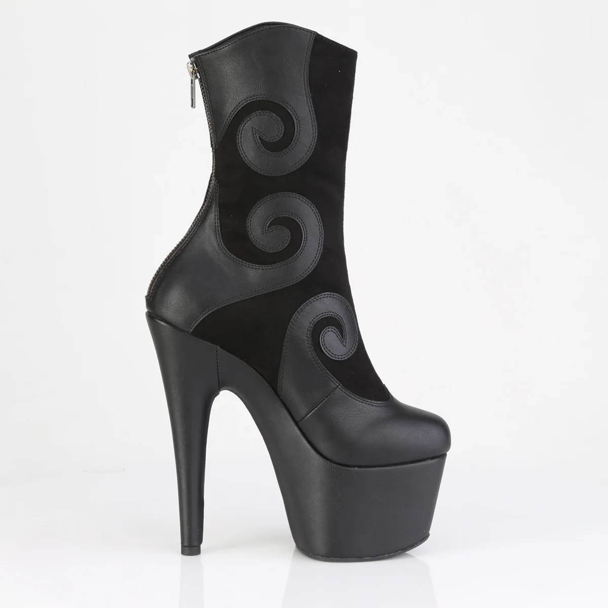 ADORE-1034 Black Faux Suede-Faux Leather/Black Matte - Image 5