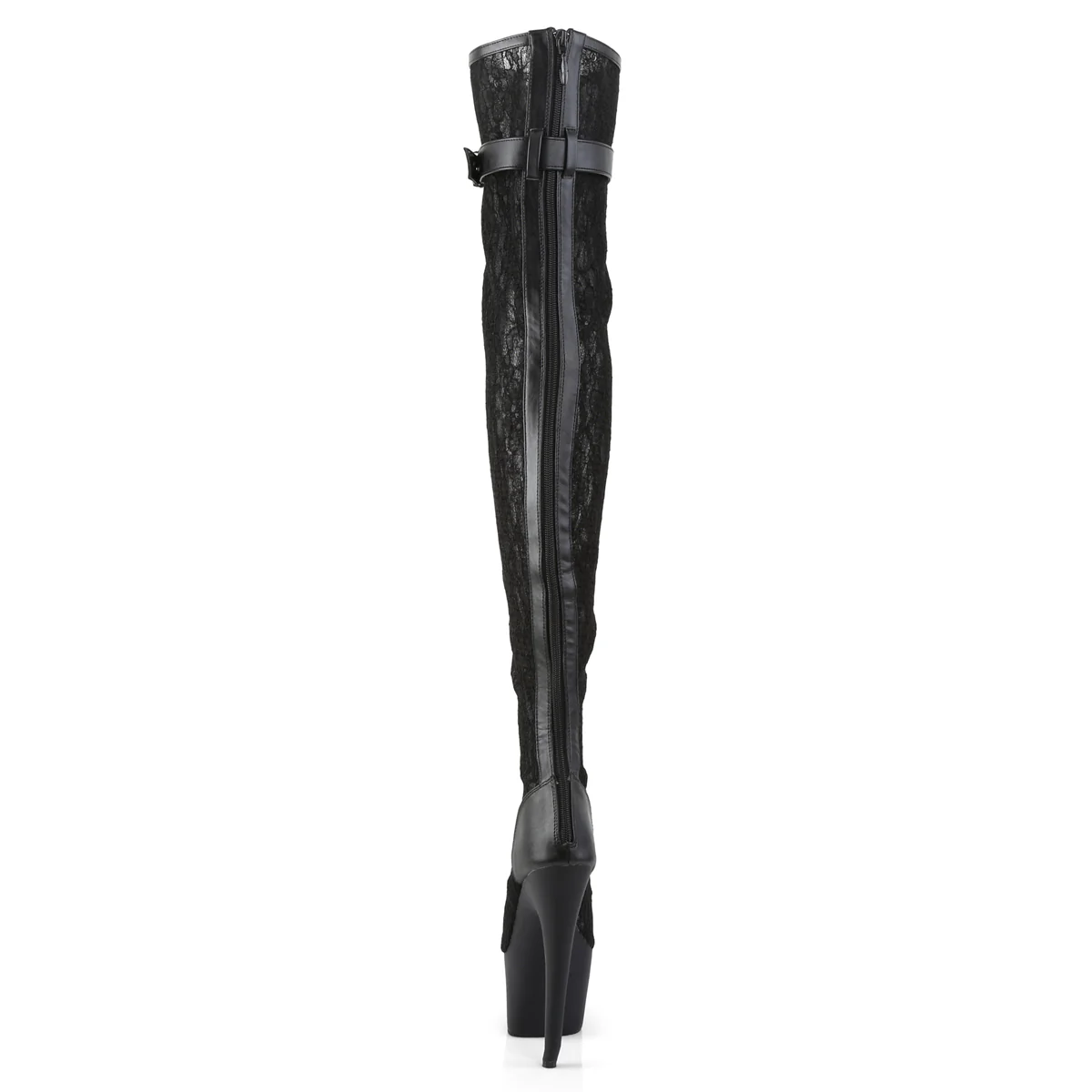 ADORE-3025ML  Black Faux Leather-Mesh-Lace/Black Matte - Image 4