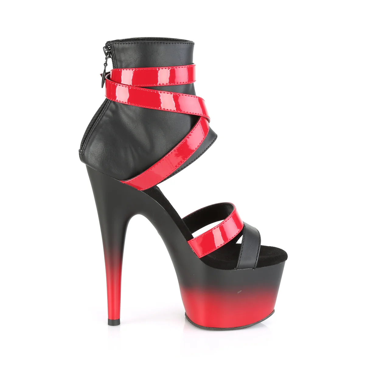 ADORE-700-15  Black Faux Leather-Red Patent/Black-Red Matte - Image 5