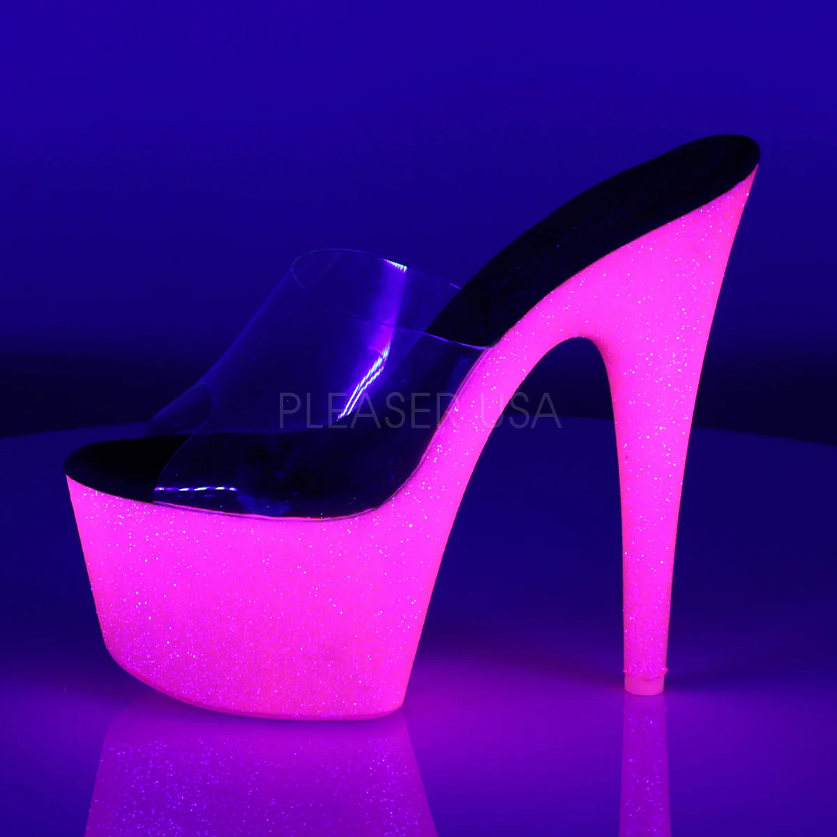 ADORE-701UVG  Clear/Neon Hot Pink Glitter - Image 3