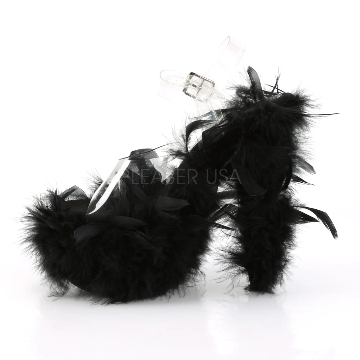ADORE-708F  Clear/Black Marabou Feather - Image 2