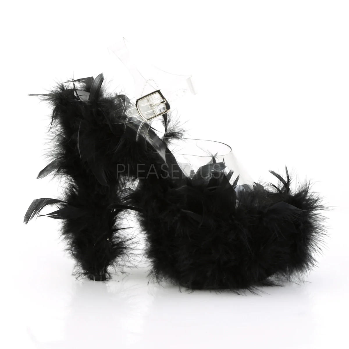 ADORE-708F  Clear/Black Marabou Feather - Image 4