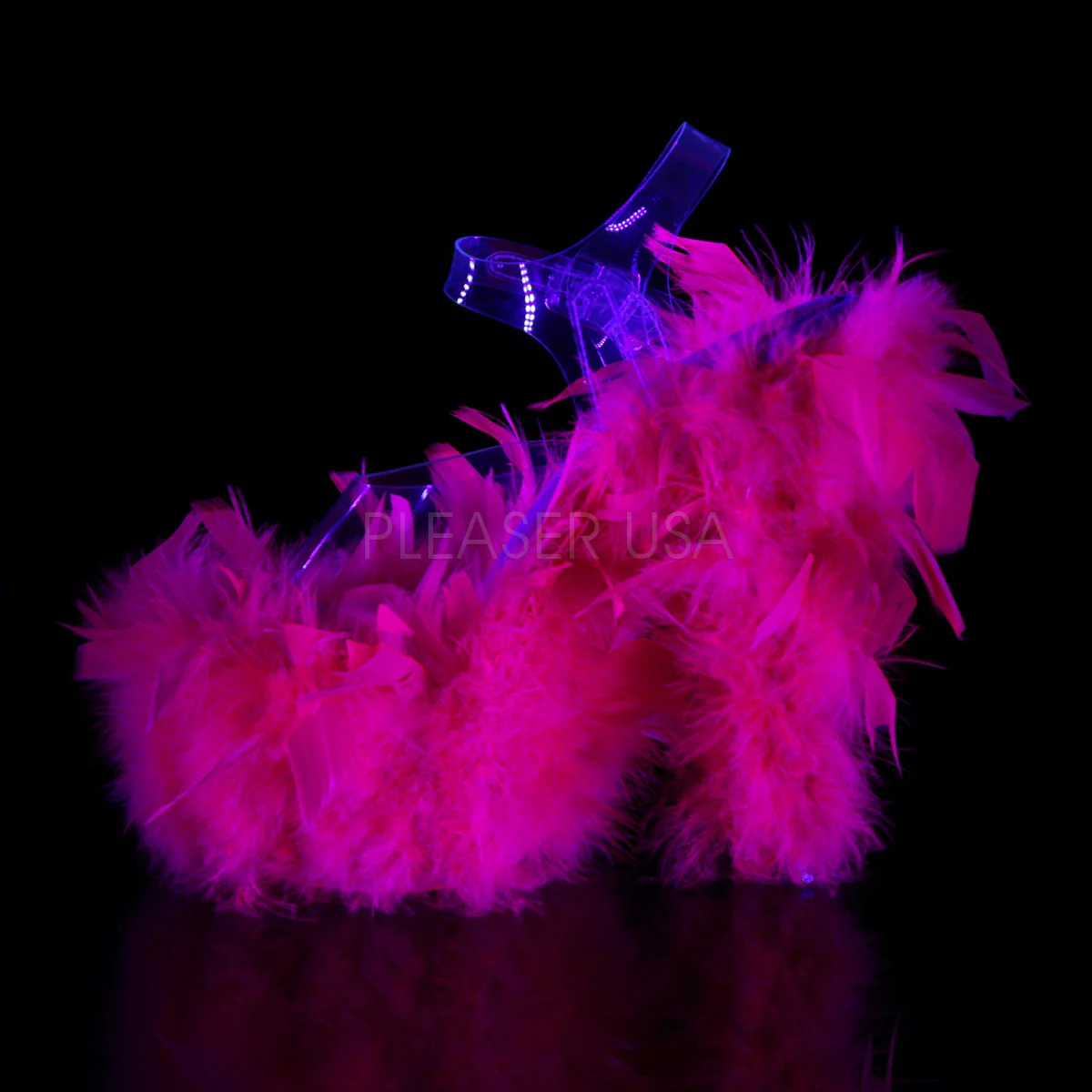 ADORE-708F  Clear/Neon Hot Pink Marabou Feather - Image 2