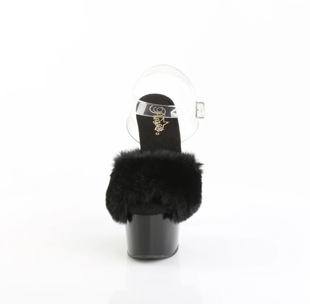 ADORE-708FUR  Black Faux Fur-Clear TPU/Black - Image 2