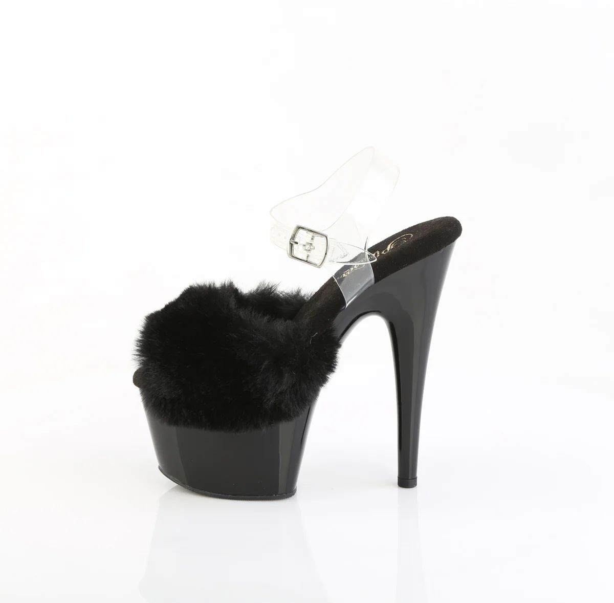 ADORE-708FUR  Black Faux Fur-Clear TPU/Black - Image 3