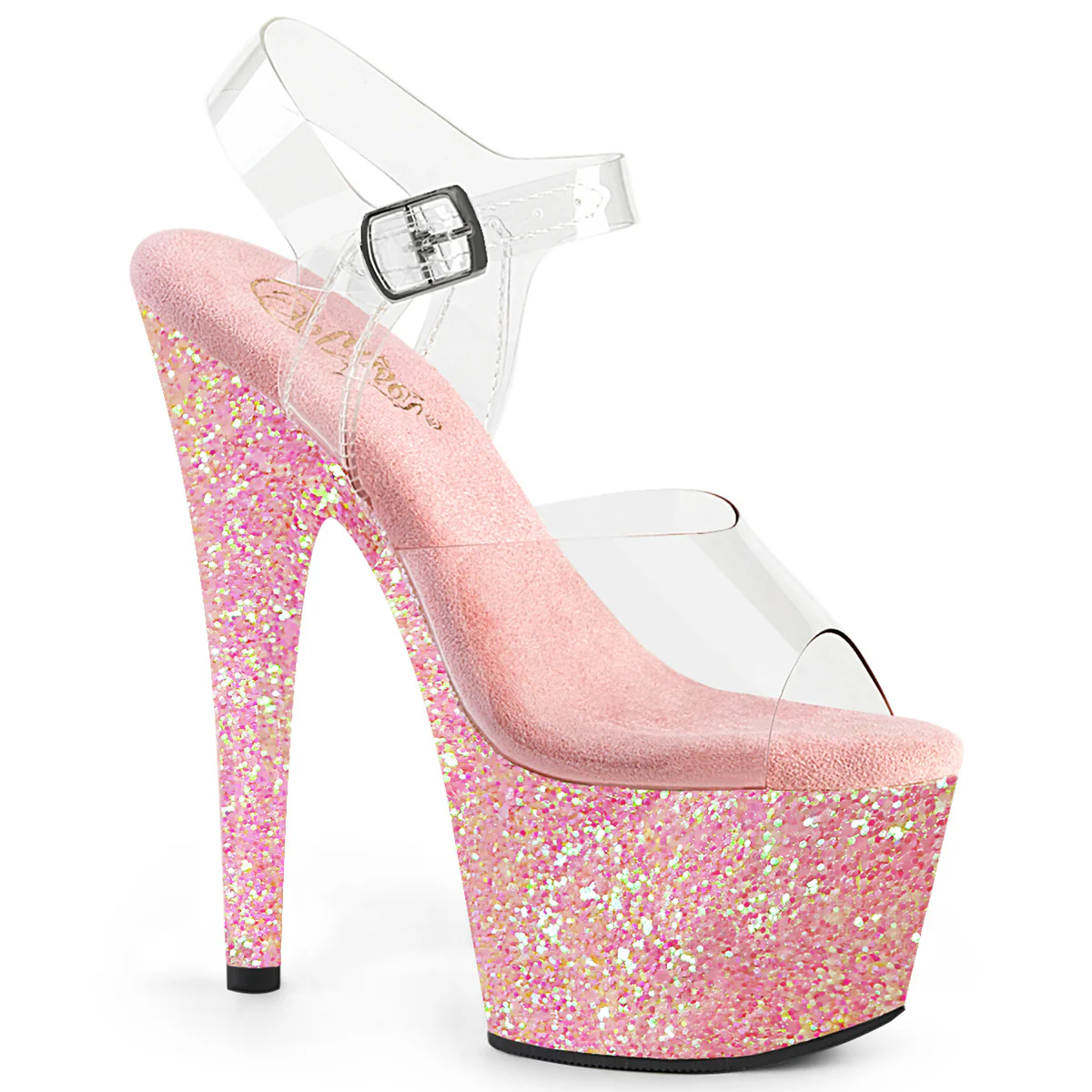 ADORE-708LG  Clear/Baby Pink Glitter