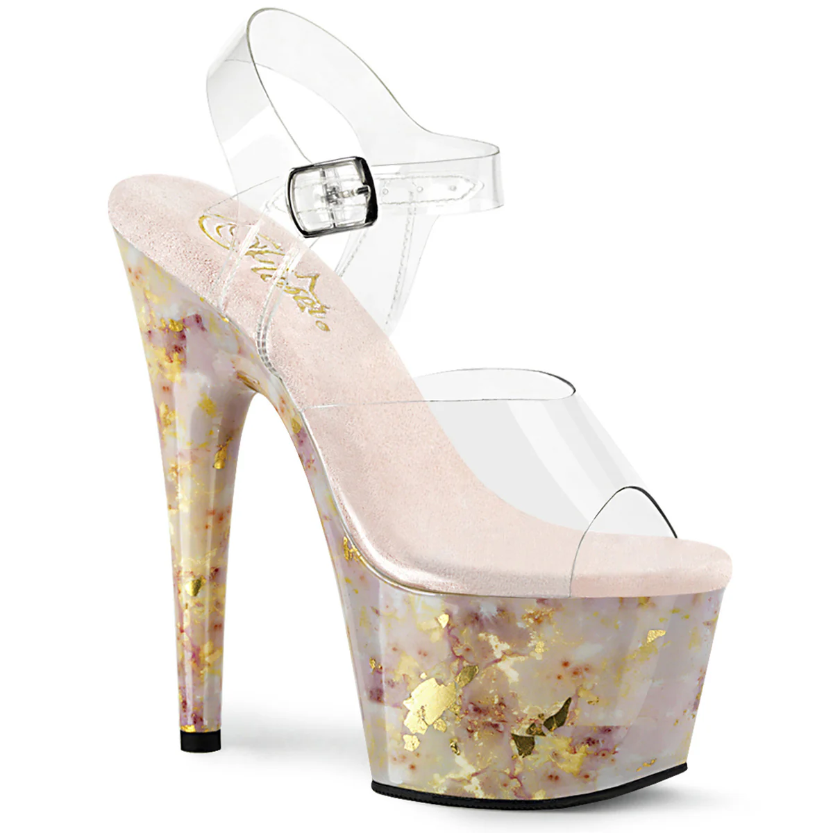 ADORE-708MB  Clear/Blush-Gold Marble