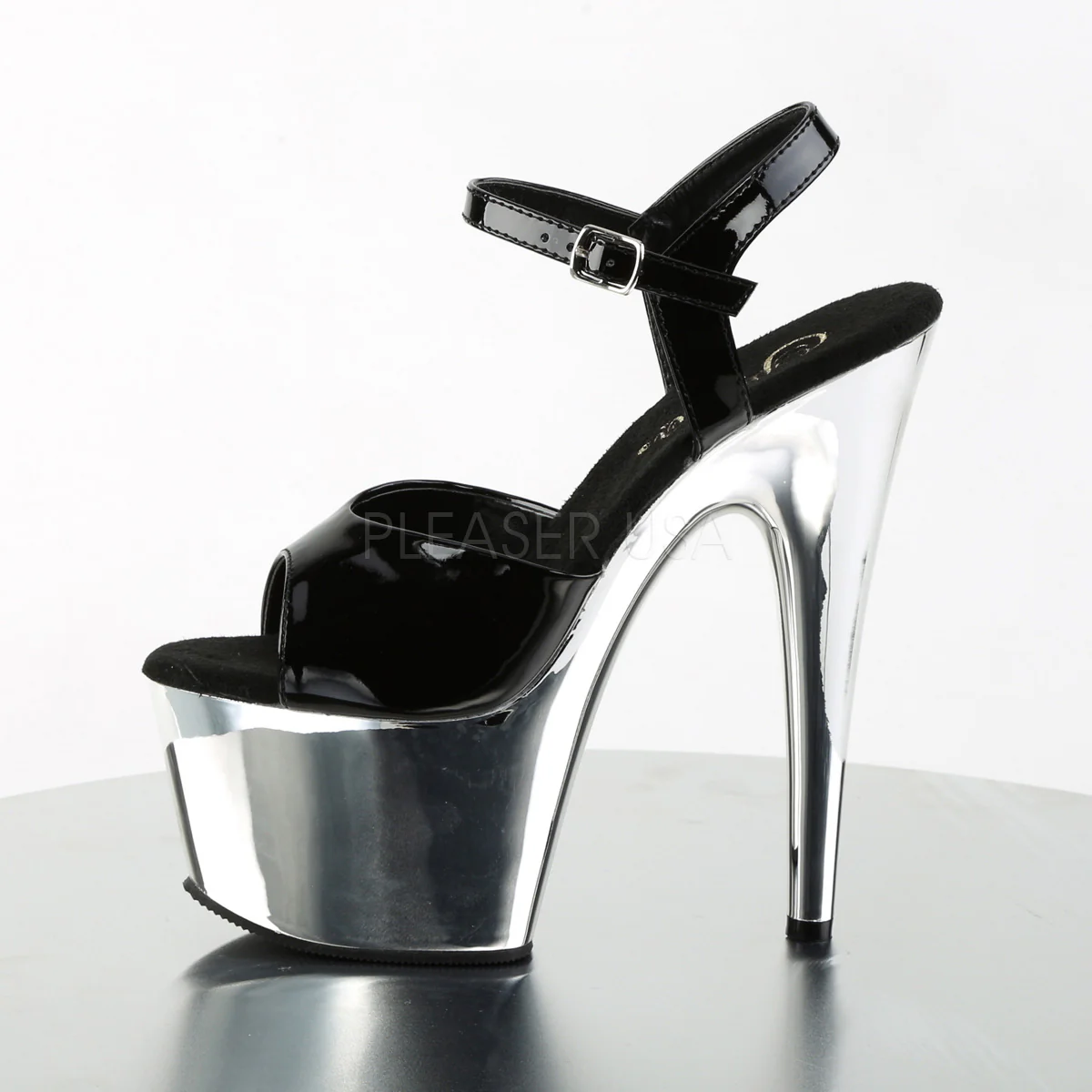 ADORE-709  Black Patent/Silver Chrome - Image 3