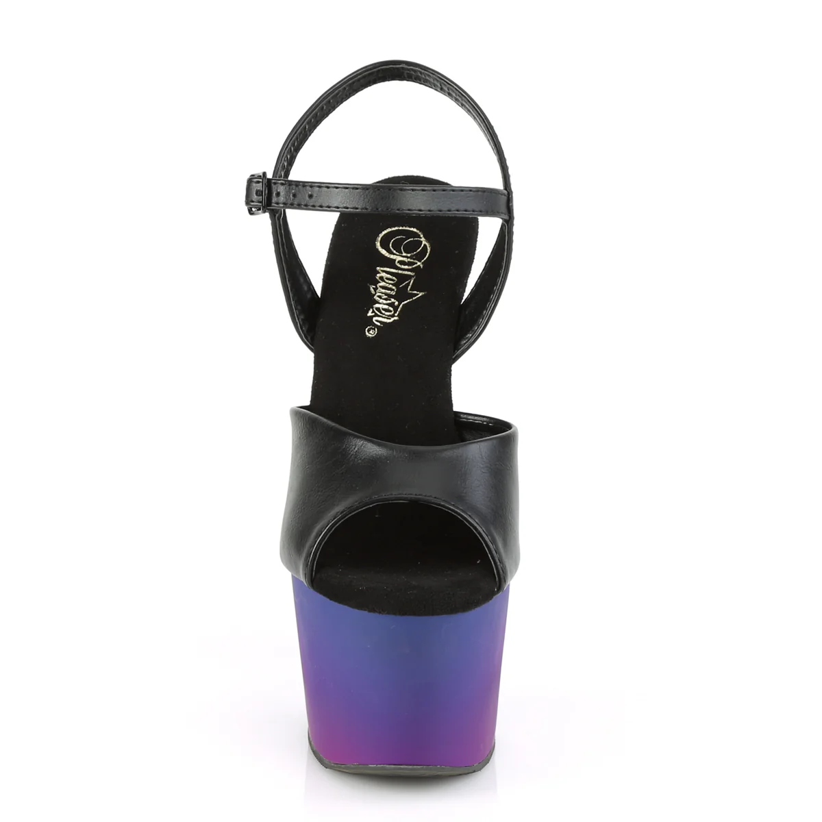 ADORE-709BP  Black Faux Leather/Blue-Purple Ombre - Image 2