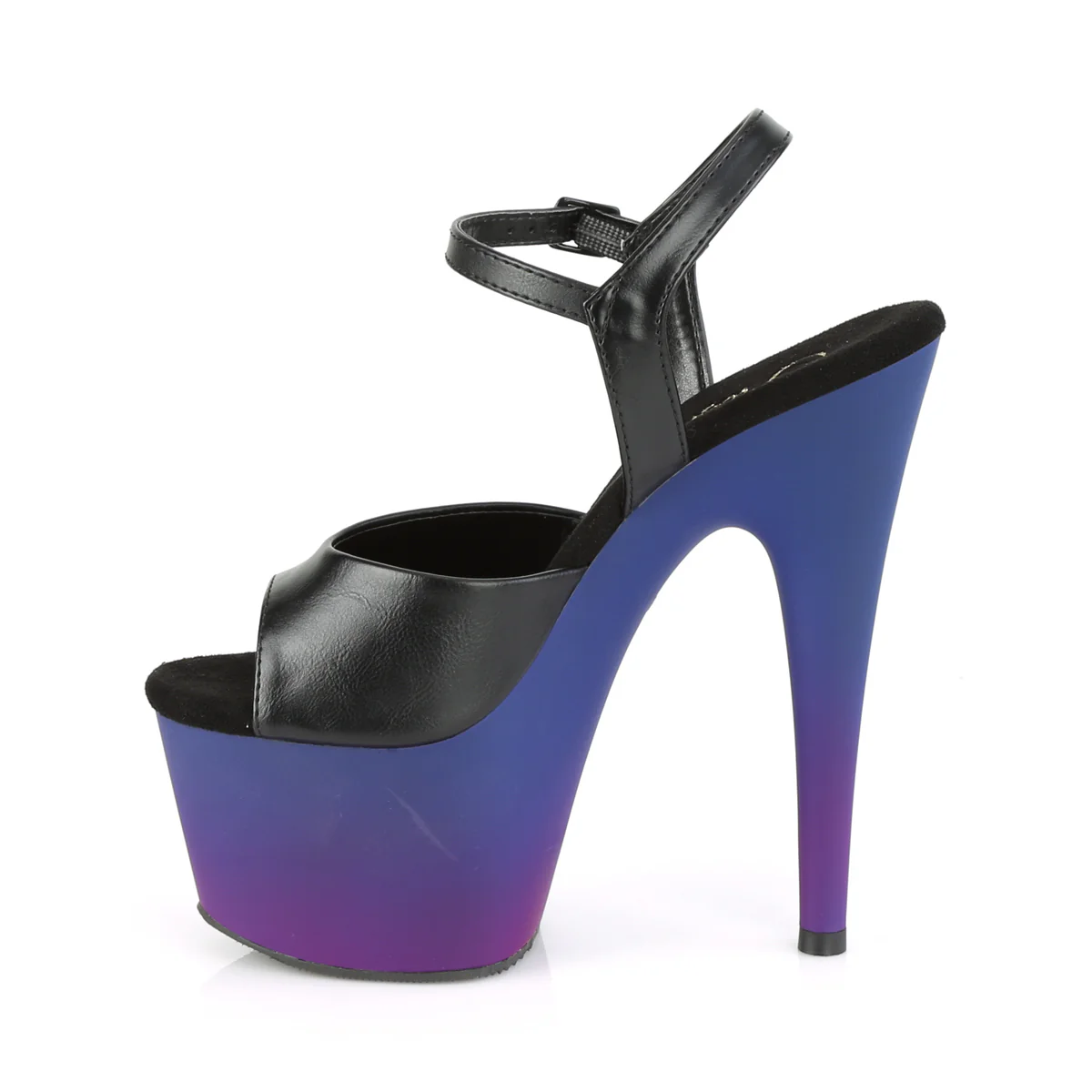 ADORE-709BP  Black Faux Leather/Blue-Purple Ombre - Image 3