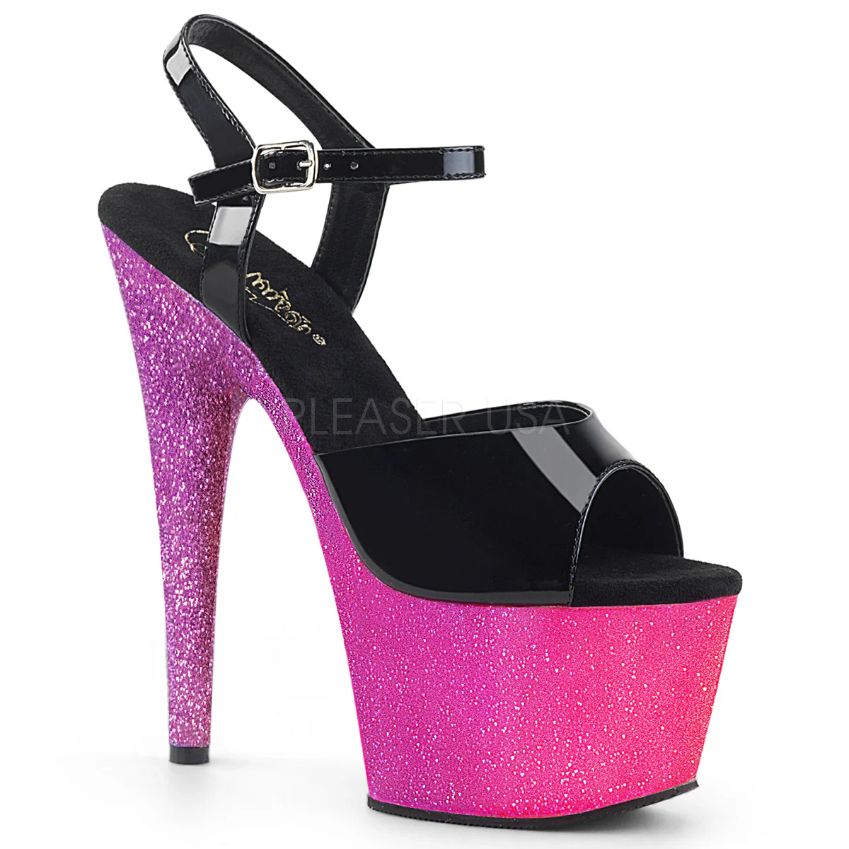 ADORE-709OMBRE Black Patent/Pink-Lavender Ombre