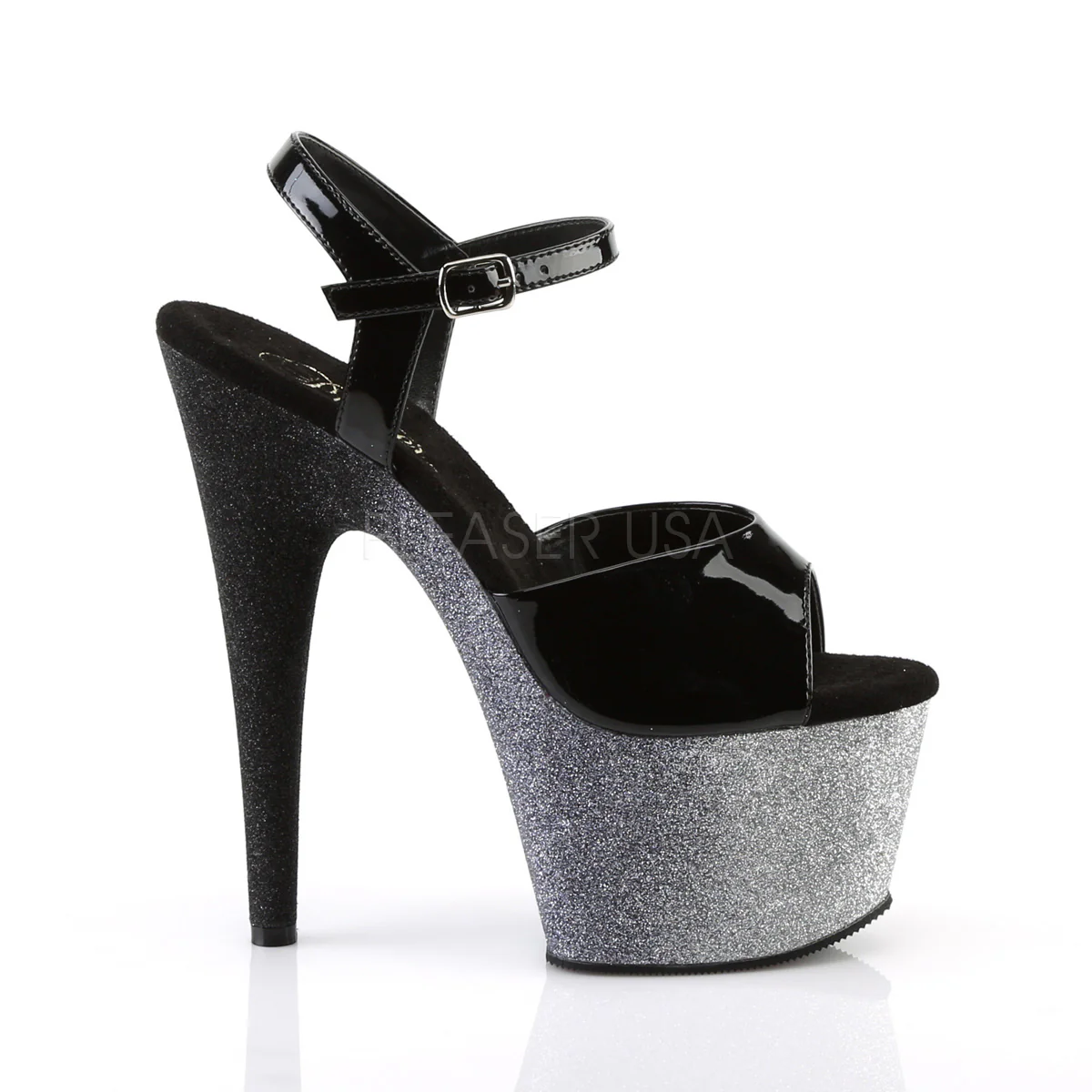 ADORE-709OMBRE Black Patent/Silver-Black Ombre - Image 5