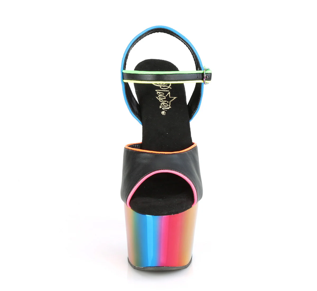 ADORE-709RC-02 Black Faux Leather/Rainbow Chrome - Image 2