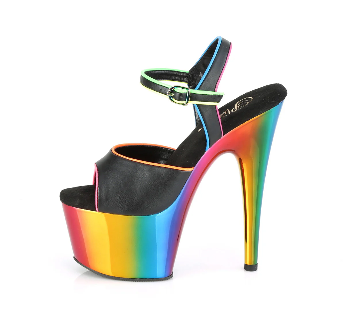 ADORE-709RC-02 Black Faux Leather/Rainbow Chrome - Image 3