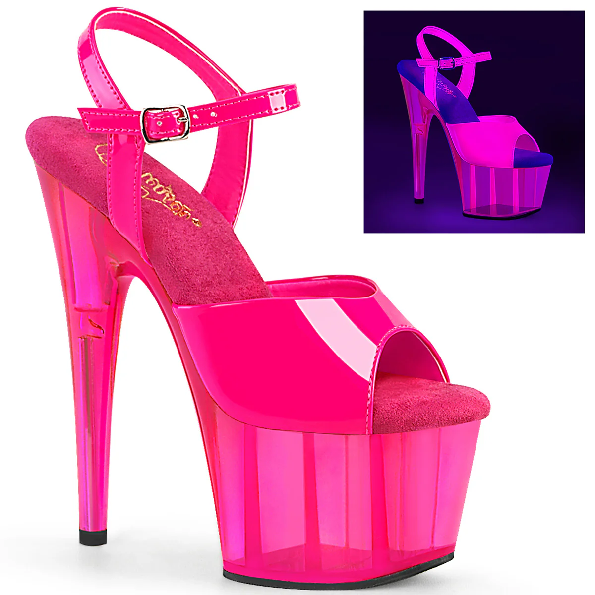ADORE-709UVT Neon H Pink Patent/H Pink Tinted