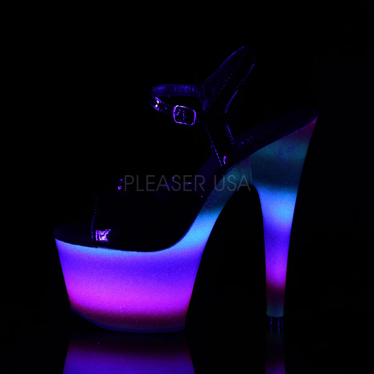 ADORE-709WR  Black Patent/Rainbow Glitter - Image 3