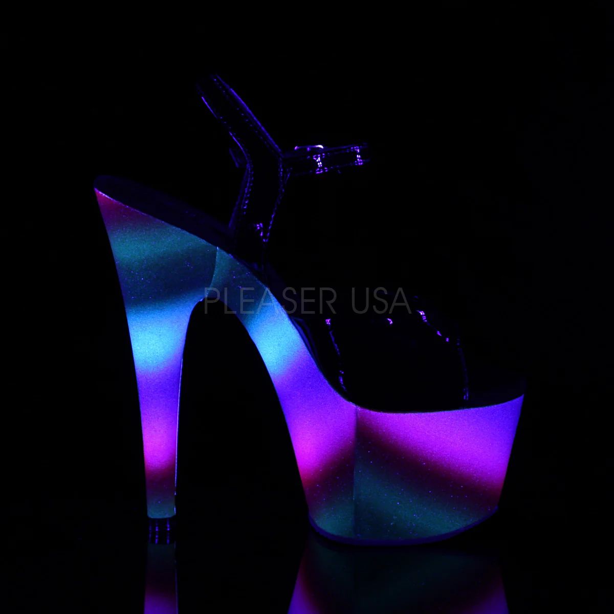 ADORE-709WR  Black Patent/Rainbow Glitter - Image 5