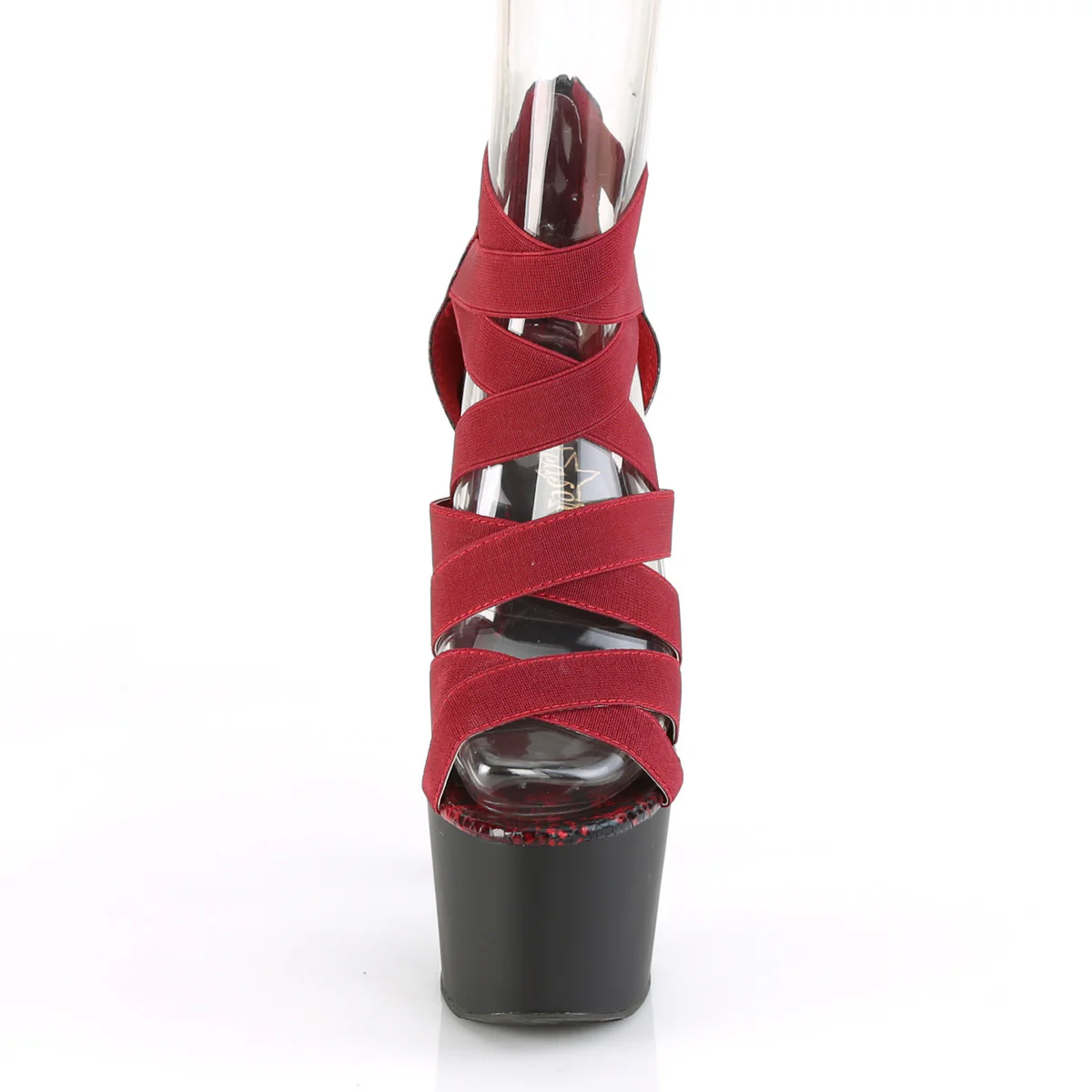ADORE-748SP  Wine Elastic Band-Snake Print Patent/Black Ma - Image 2