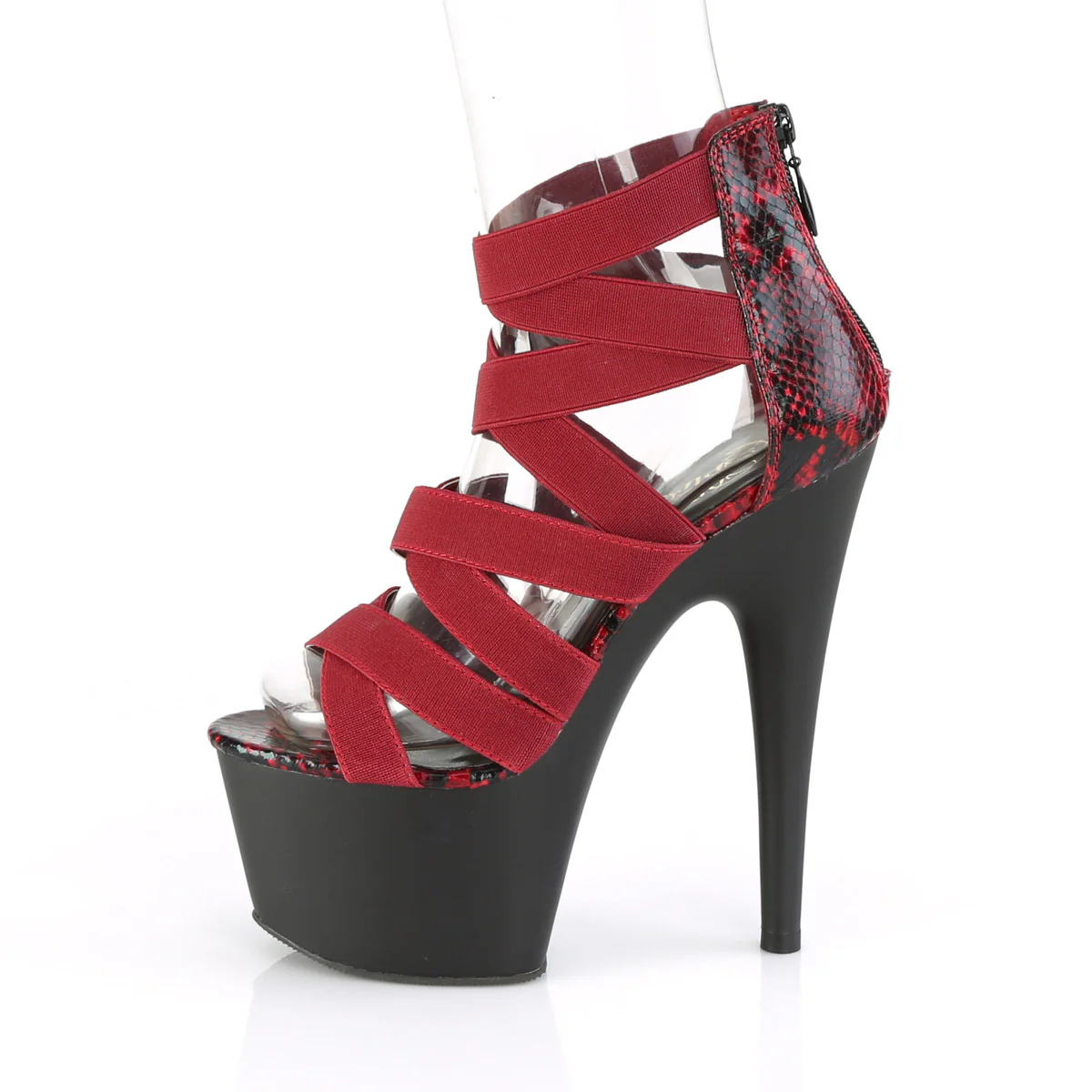 ADORE-748SP  Wine Elastic Band-Snake Print Patent/Black Ma - Image 3