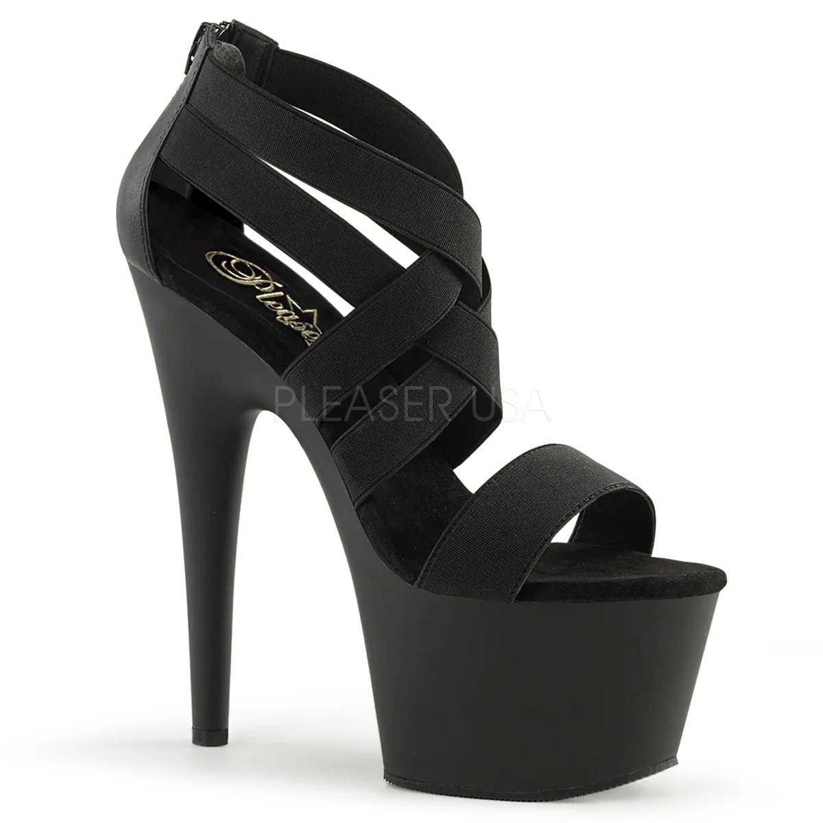 ADORE-769  Black Elastic Band-Faux Leather/Black Matte