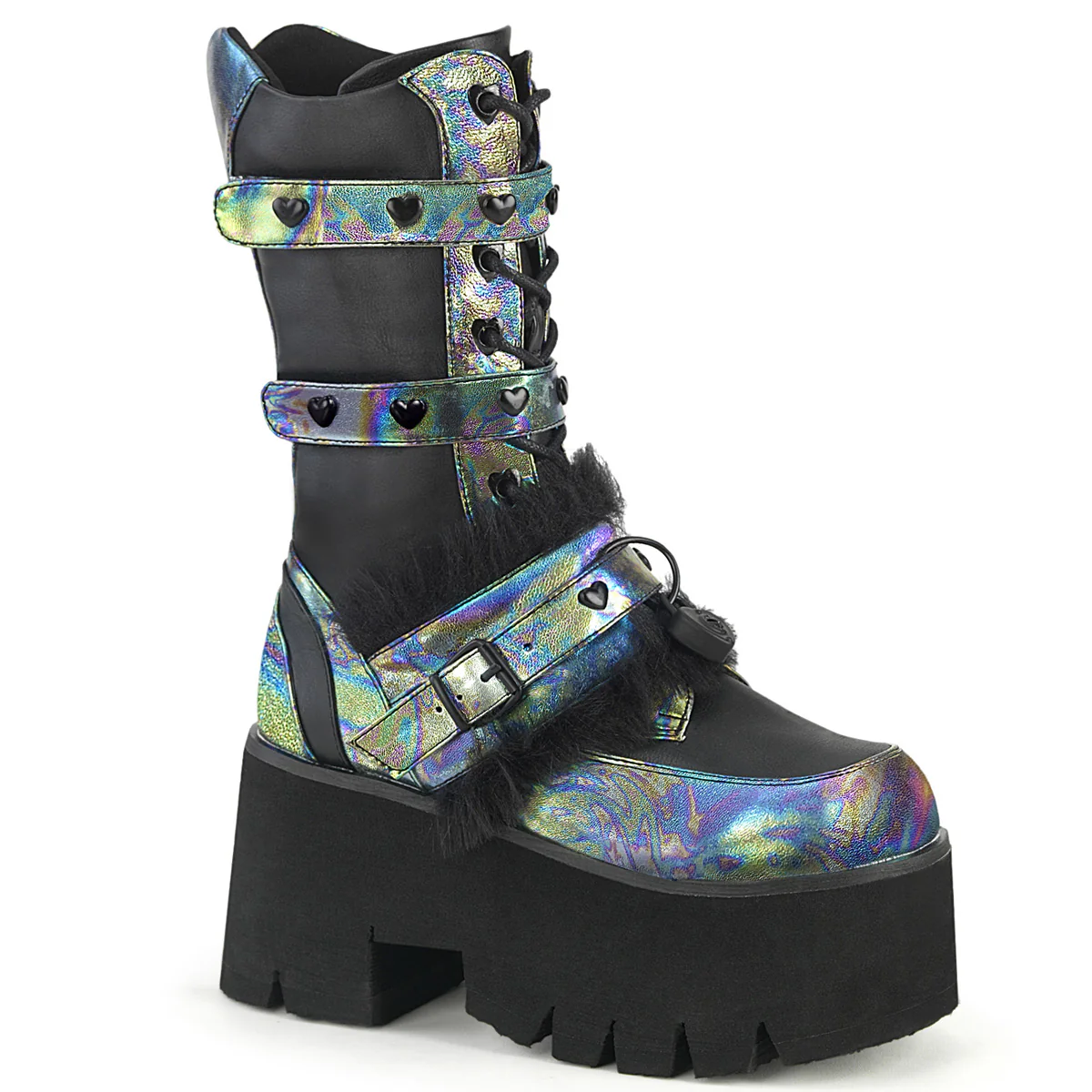ASHES-120  Black Vegan Leather Green Multi Oil