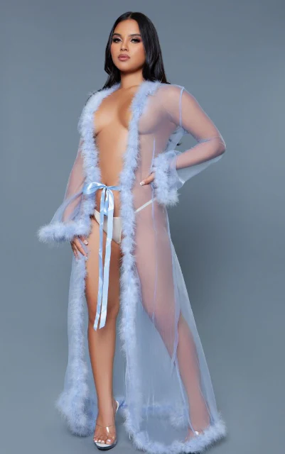 Be Wicked Long Length Marabou Glamour Robe 1650 - Lavender - Image 9