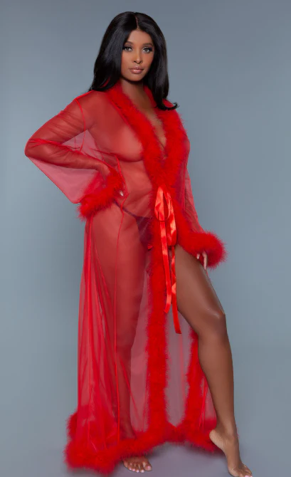 Be Wicked Long Length Marabou Glamour Robe 1650 - Lavender - Image 2