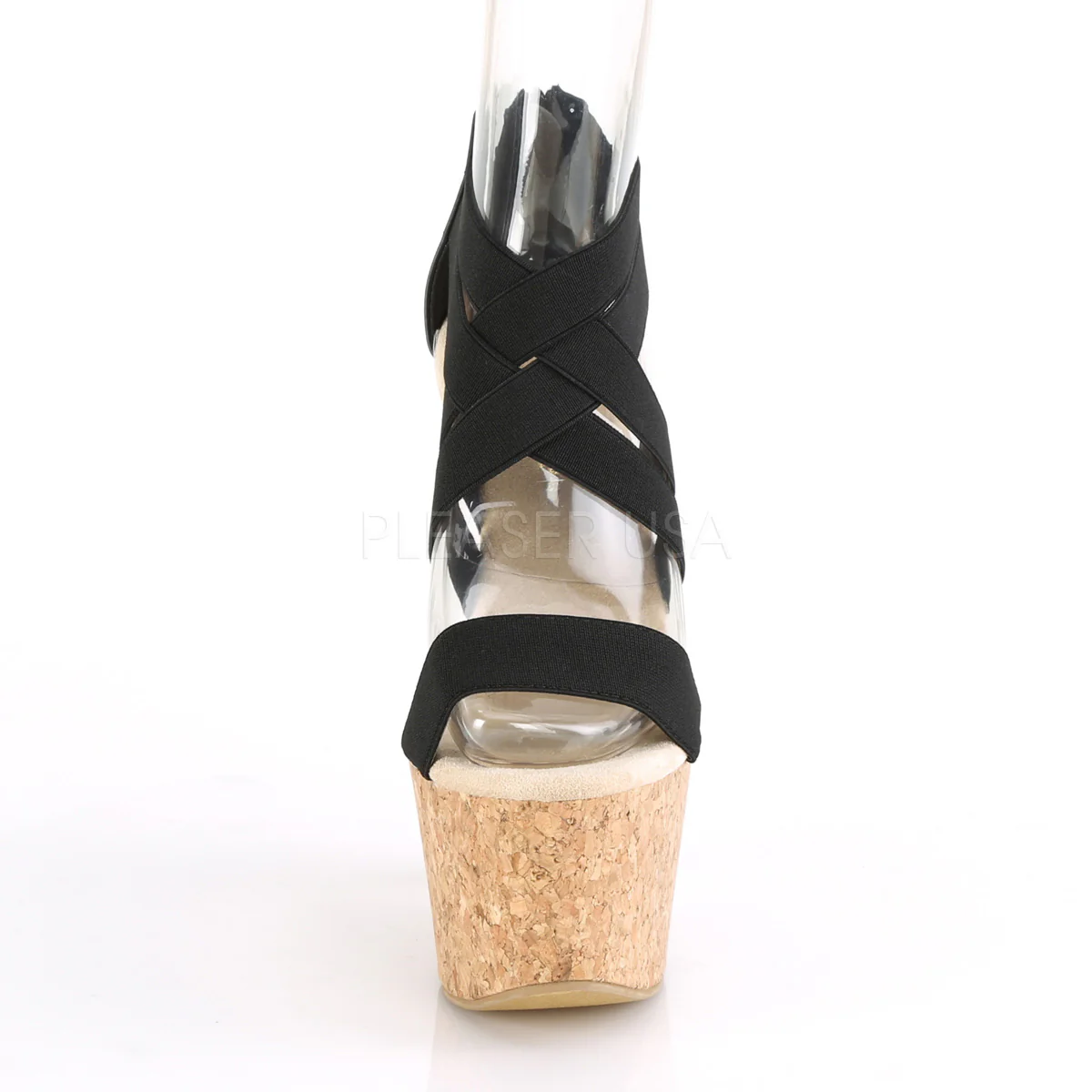 BEAU-669 Black Elastic Band-Faux Le/Cork Wrapped - Image 2