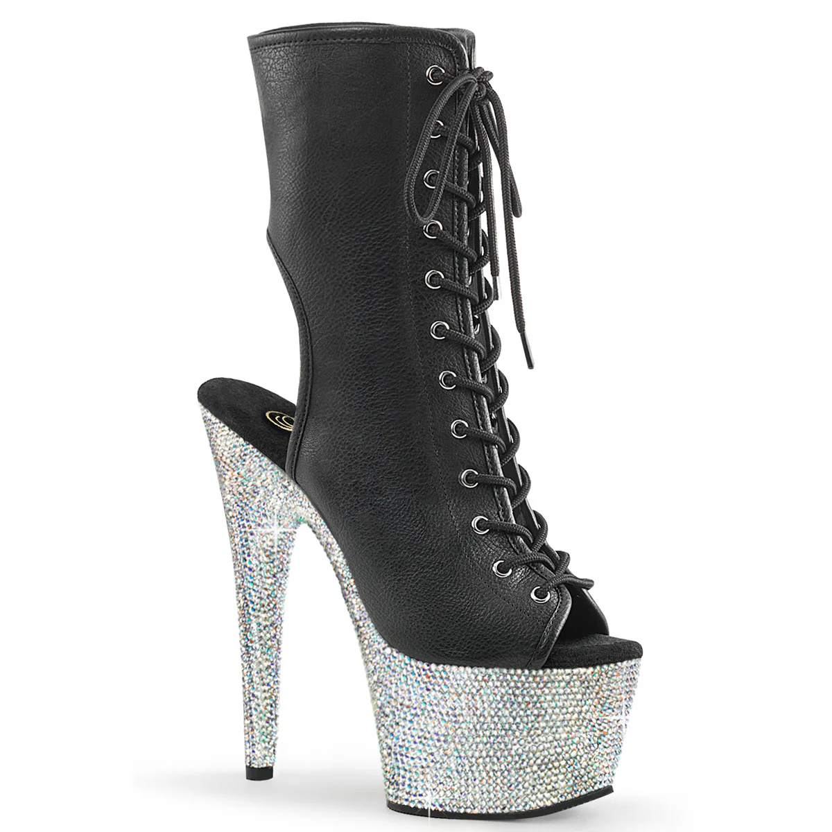 BEJEWELED-1016-7 Black Faux Leather/Silver AB RS